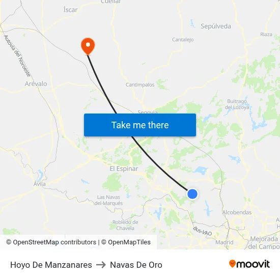 Hoyo De Manzanares to Navas De Oro map