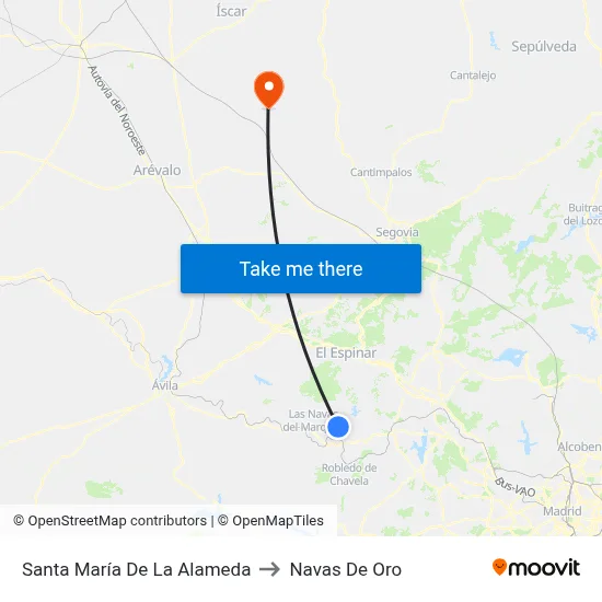 Santa María De La Alameda to Navas De Oro map