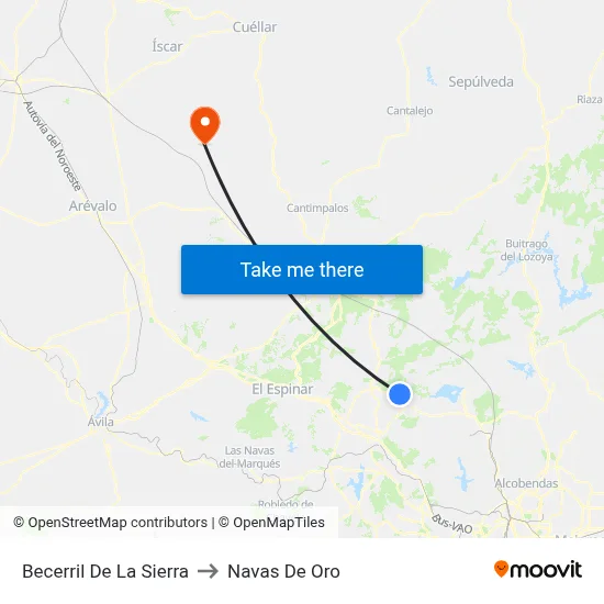 Becerril De La Sierra to Navas De Oro map