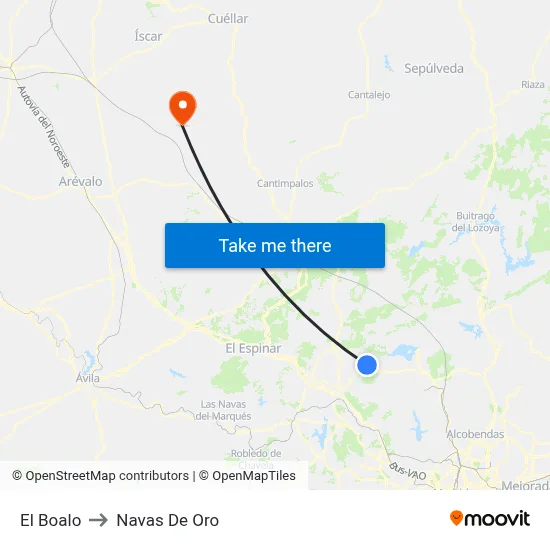 El Boalo to Navas De Oro map