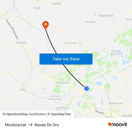 Moralzarzal to Navas De Oro map