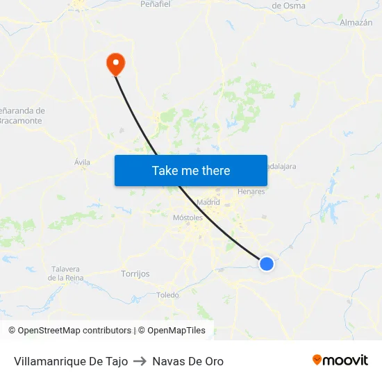 Villamanrique De Tajo to Navas De Oro map
