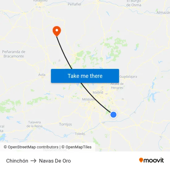 Chinchón to Navas De Oro map