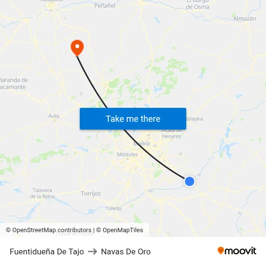 Fuentidueña De Tajo to Navas De Oro map