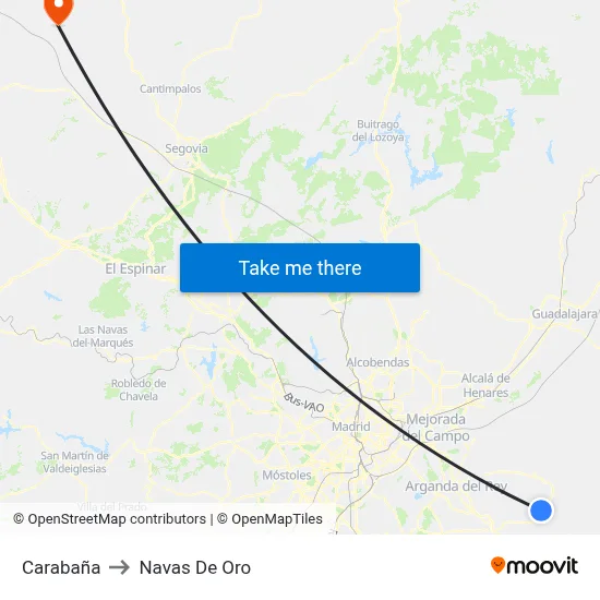 Carabaña to Navas De Oro map