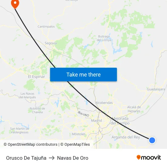 Orusco De Tajuña to Navas De Oro map