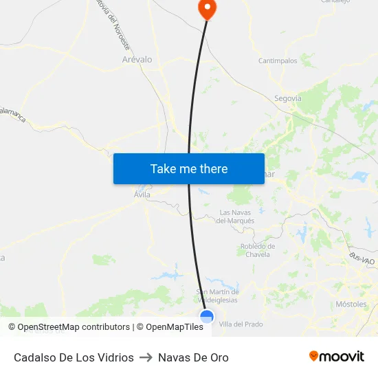 Cadalso De Los Vidrios to Navas De Oro map