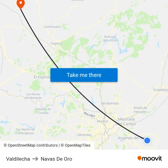 Valdilecha to Navas De Oro map