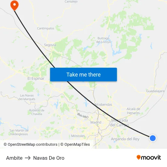 Ambite to Navas De Oro map