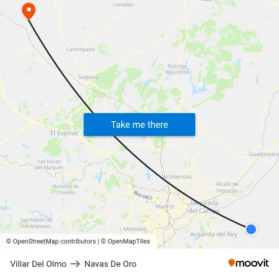 Villar Del Olmo to Navas De Oro map