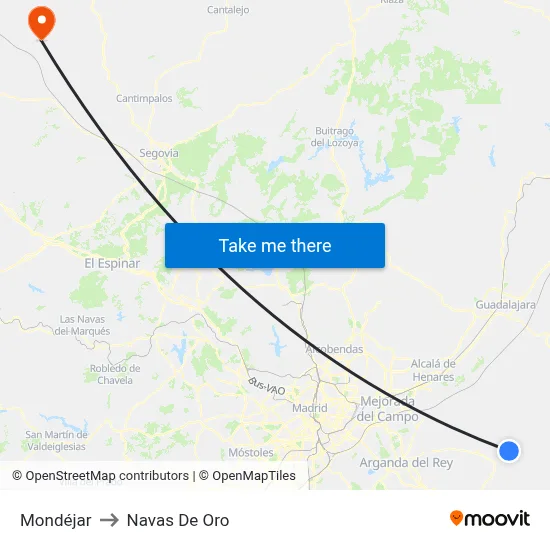 Mondéjar to Navas De Oro map