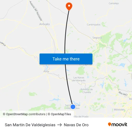 San Martín De Valdeiglesias to Navas De Oro map