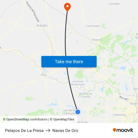Pelayos De La Presa to Navas De Oro map