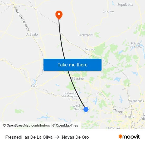 Fresnedillas De La Oliva to Navas De Oro map