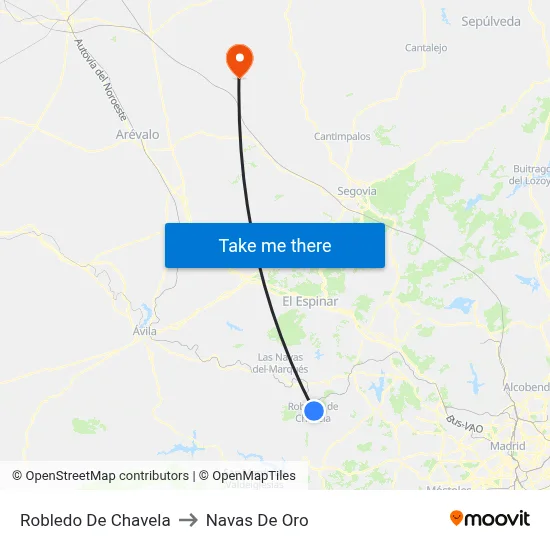 Robledo De Chavela to Navas De Oro map