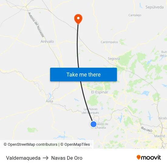 Valdemaqueda to Navas De Oro map