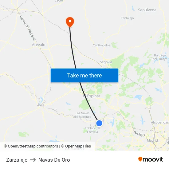 Zarzalejo to Navas De Oro map
