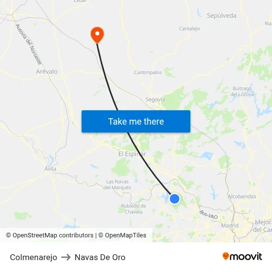 Colmenarejo to Navas De Oro map