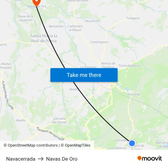 Navacerrada to Navas De Oro map