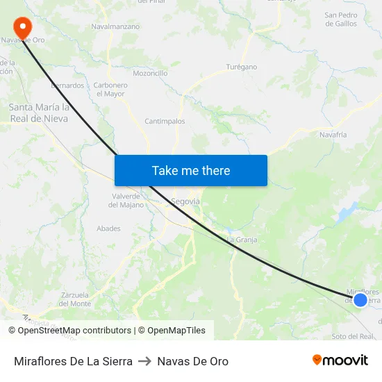 Miraflores De La Sierra to Navas De Oro map