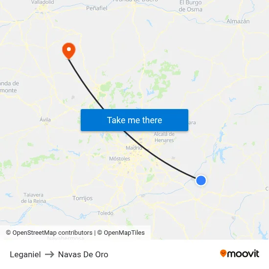 Leganiel to Navas De Oro map