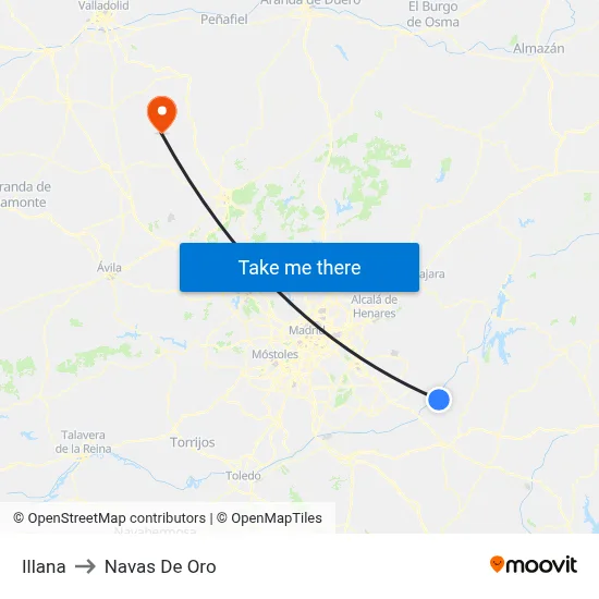 Illana to Navas De Oro map