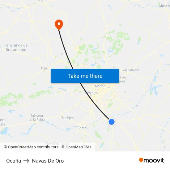Ocaña to Navas De Oro map