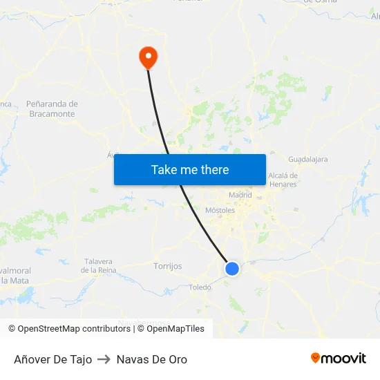 Añover De Tajo to Navas De Oro map
