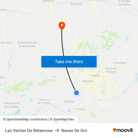 Las Ventas De Retamosa to Navas De Oro map