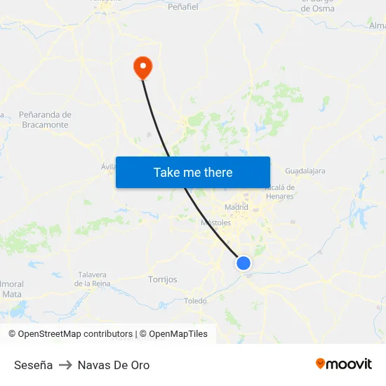 Seseña to Navas De Oro map