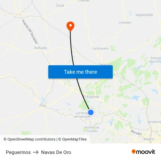 Peguerinos to Navas De Oro map