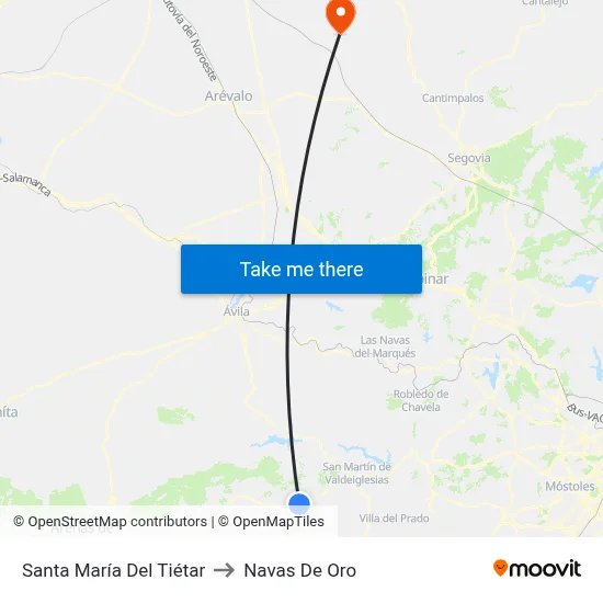 Santa María Del Tiétar to Navas De Oro map