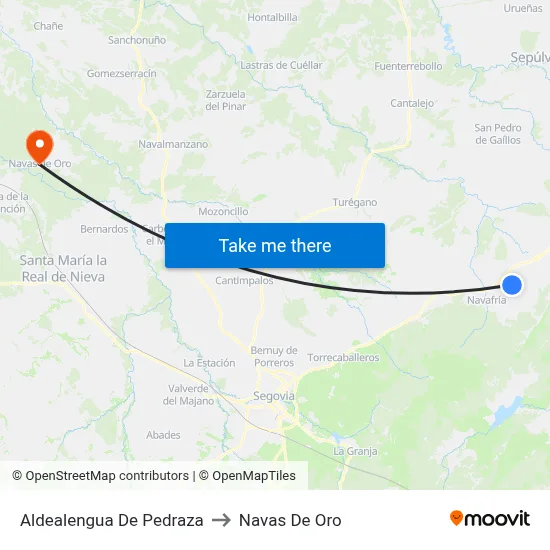 Aldealengua De Pedraza to Navas De Oro map