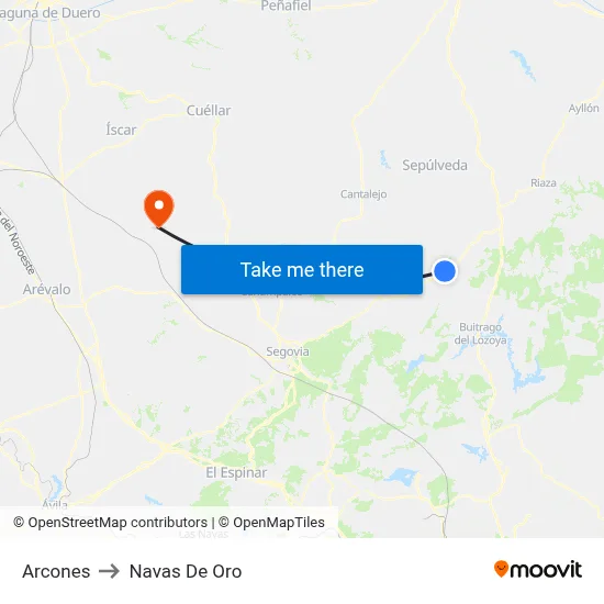 Arcones to Navas De Oro map