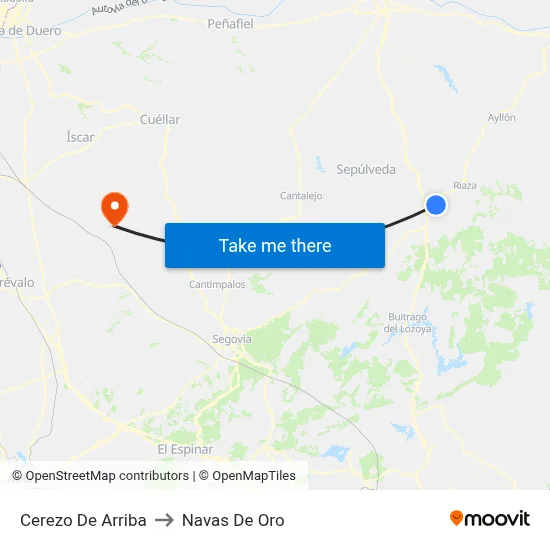 Cerezo De Arriba to Navas De Oro map