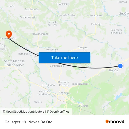 Gallegos to Navas De Oro map