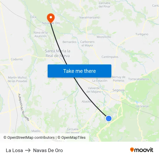 La Losa to Navas De Oro map