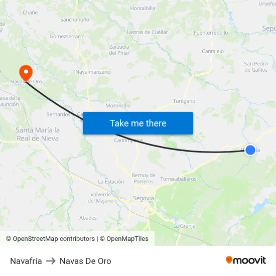 Navafría to Navas De Oro map