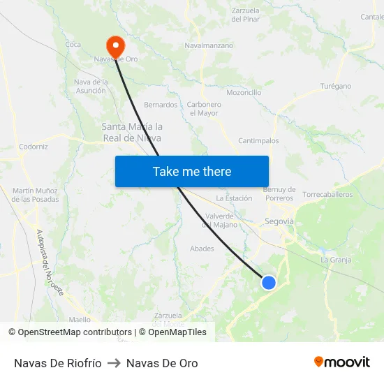 Navas De Riofrío to Navas De Oro map