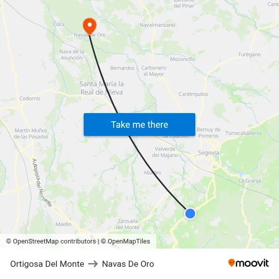 Ortigosa Del Monte to Navas De Oro map