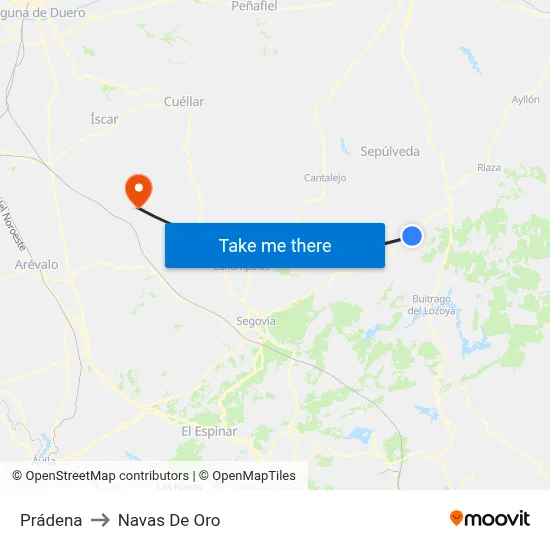 Prádena to Navas De Oro map