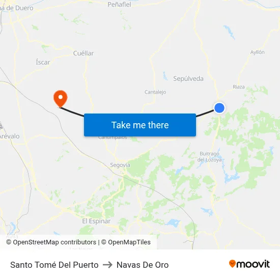 Santo Tomé Del Puerto to Navas De Oro map