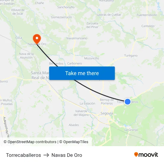 Torrecaballeros to Navas De Oro map