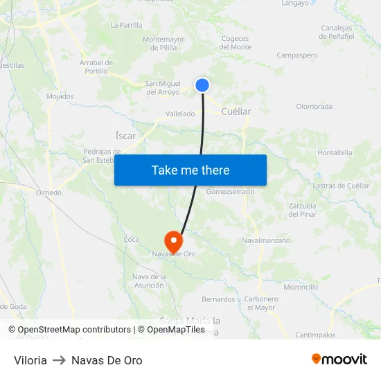 Viloria to Navas De Oro map