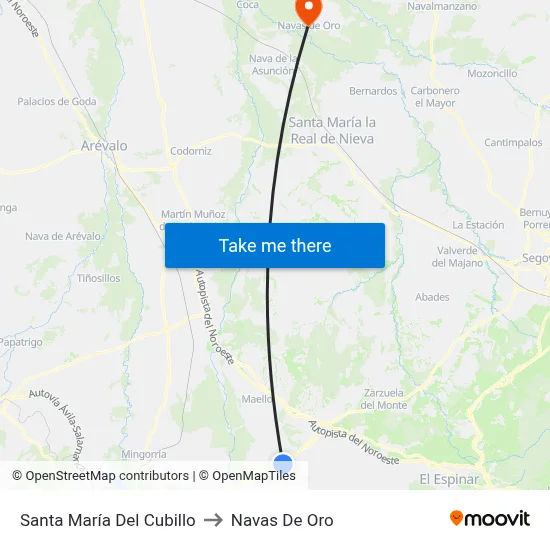 Santa María Del Cubillo to Navas De Oro map