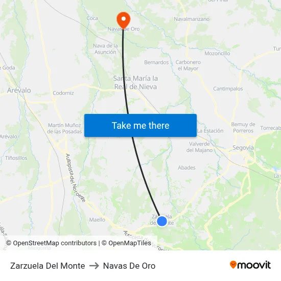 Zarzuela Del Monte to Navas De Oro map
