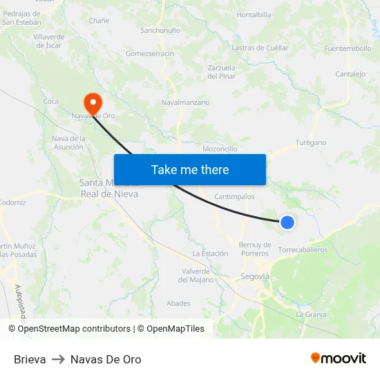 Brieva to Navas De Oro map