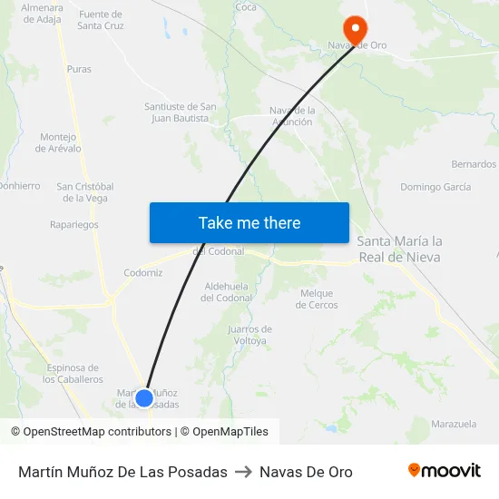 Martín Muñoz De Las Posadas to Navas De Oro map