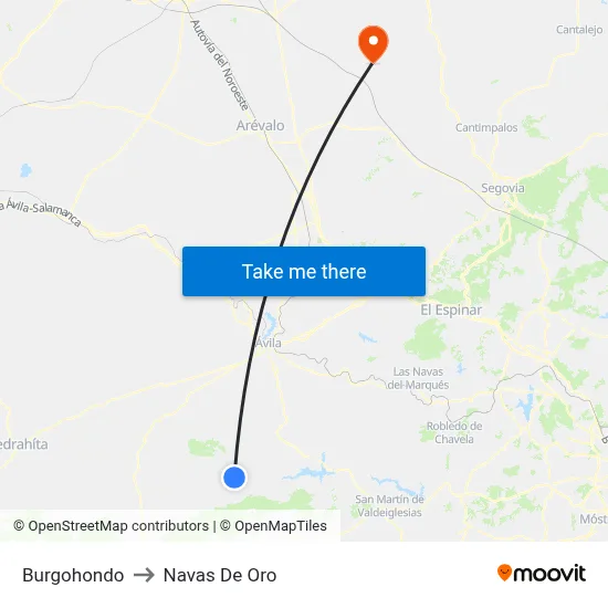 Burgohondo to Navas De Oro map
