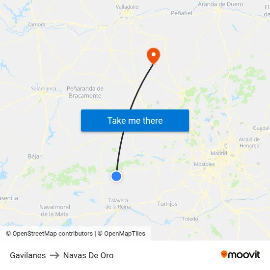 Gavilanes to Navas De Oro map